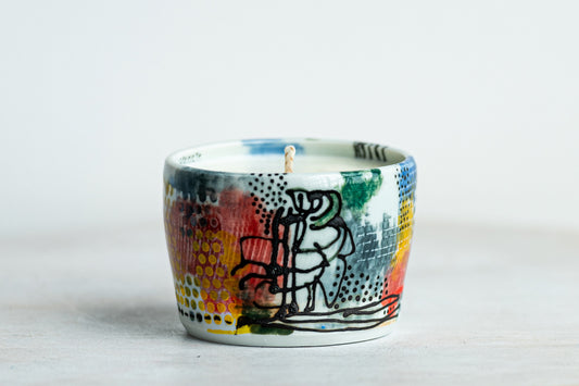 porcelain funky pot candle underdog #1