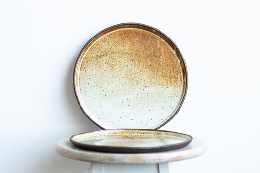 pair of underdog stoneware dinner plates