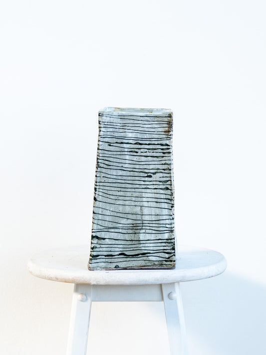 dirty collection - large square striped vase